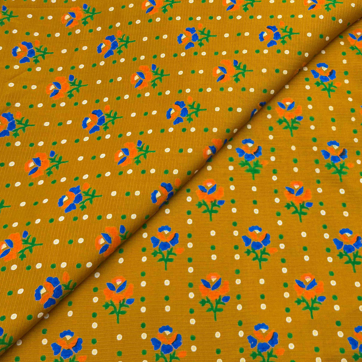 viscose-discharge-d05-rose-buti-mustard Viscose Discharge Print D26D05 - Mustard Rose Buti - Image 1