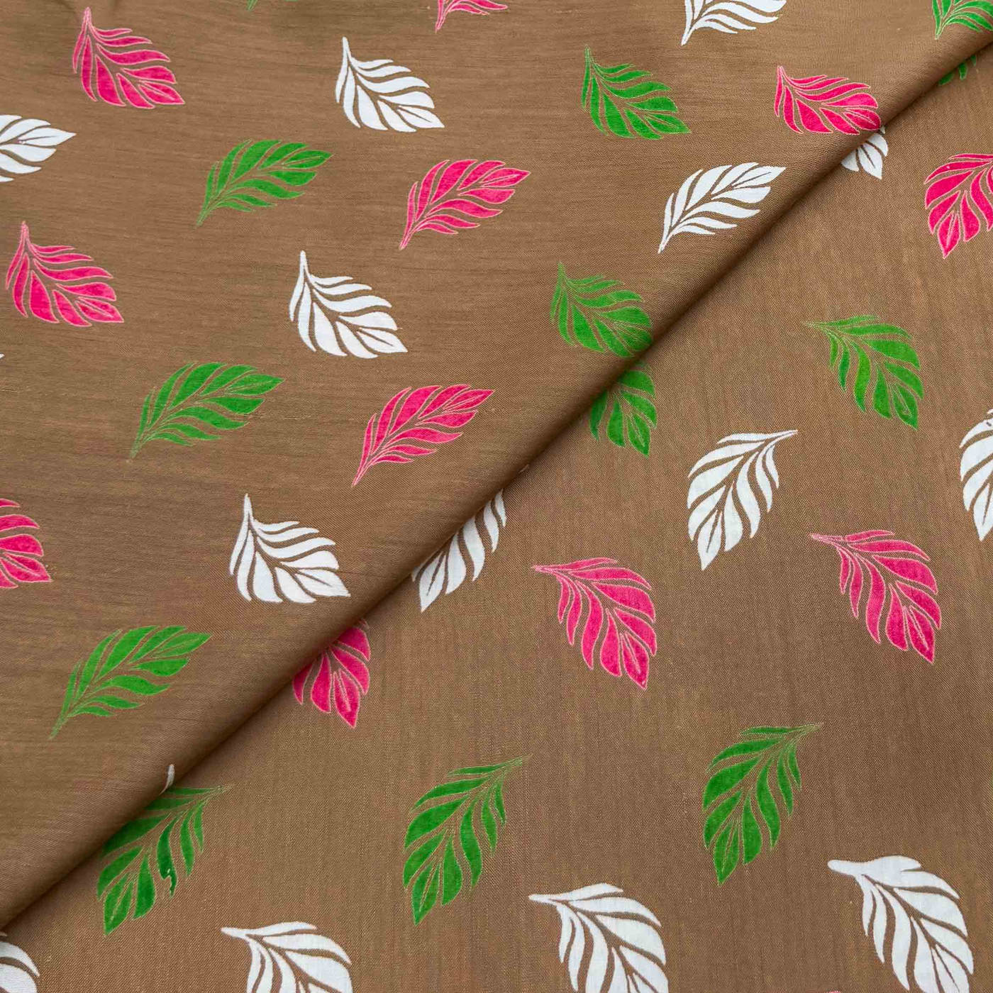 viscose-discharge-d06-leaf-brown Viscose Discharge Print D26D06 - Brown Leaf - Image 1