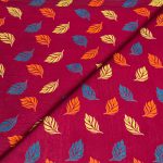 Viscose Discharge Print D26D08 - Crimson Leaf