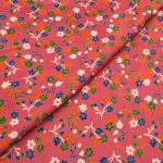 Viscose Discharge Print D26D13 - Coral Ditsy Floral