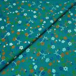 Viscose Discharge Print D26D18 - Teal Floral Vine