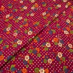 Viscose Discharge Print D26D21 - Cherry Red Floral Polka