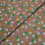 Viscose Discharge Print D26D29 - Khaki Poppy Fern