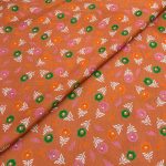 Viscose Discharge Print D26D31 - Orange Poppy Fern