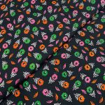 Viscose Discharge Print D26D34 - Black Poppy Fern