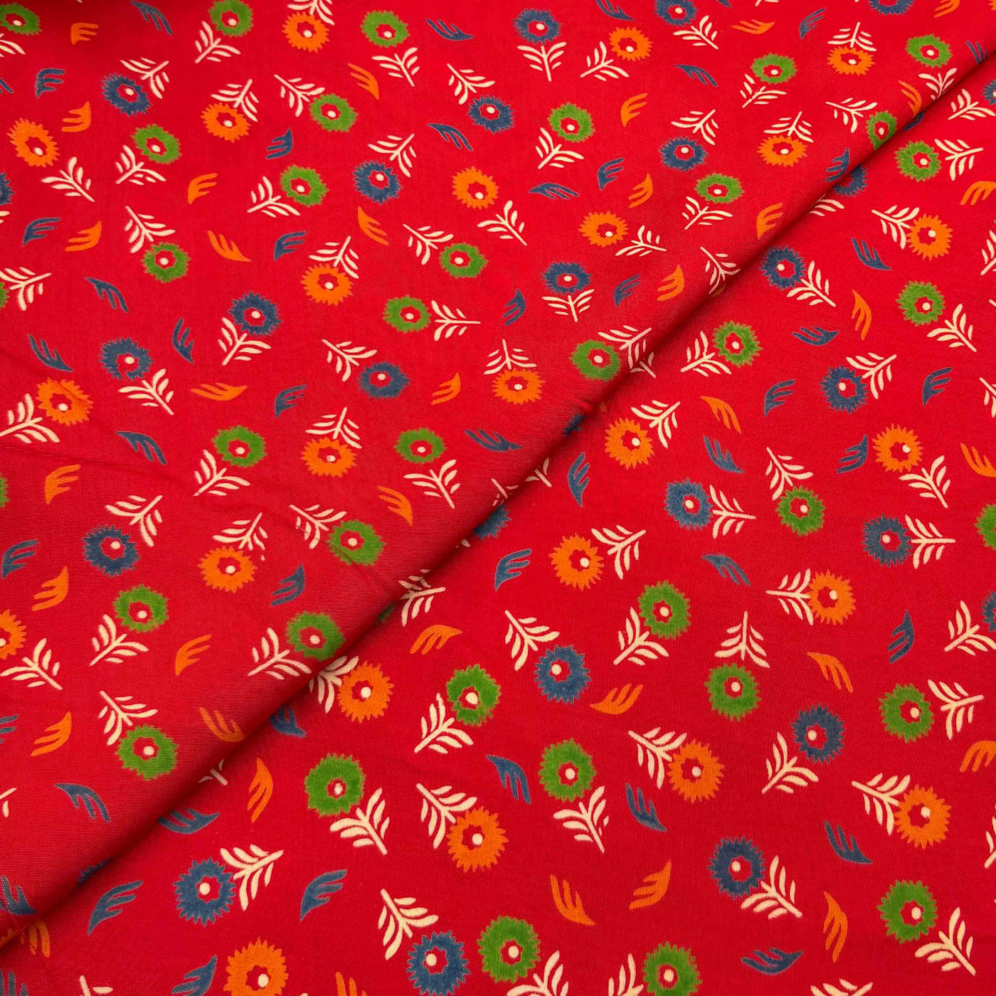 viscose-discharge-d37-poppy-fern-red Viscose Discharge Print D26D37 - Red Poppy Fern - Image 1