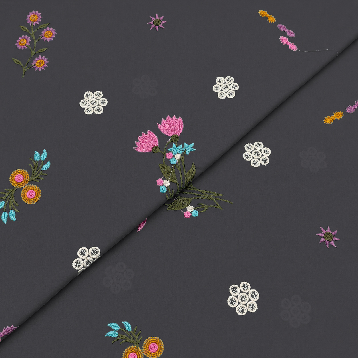 wildflower-black Lawn Embroidery D26D3496 - Image 1