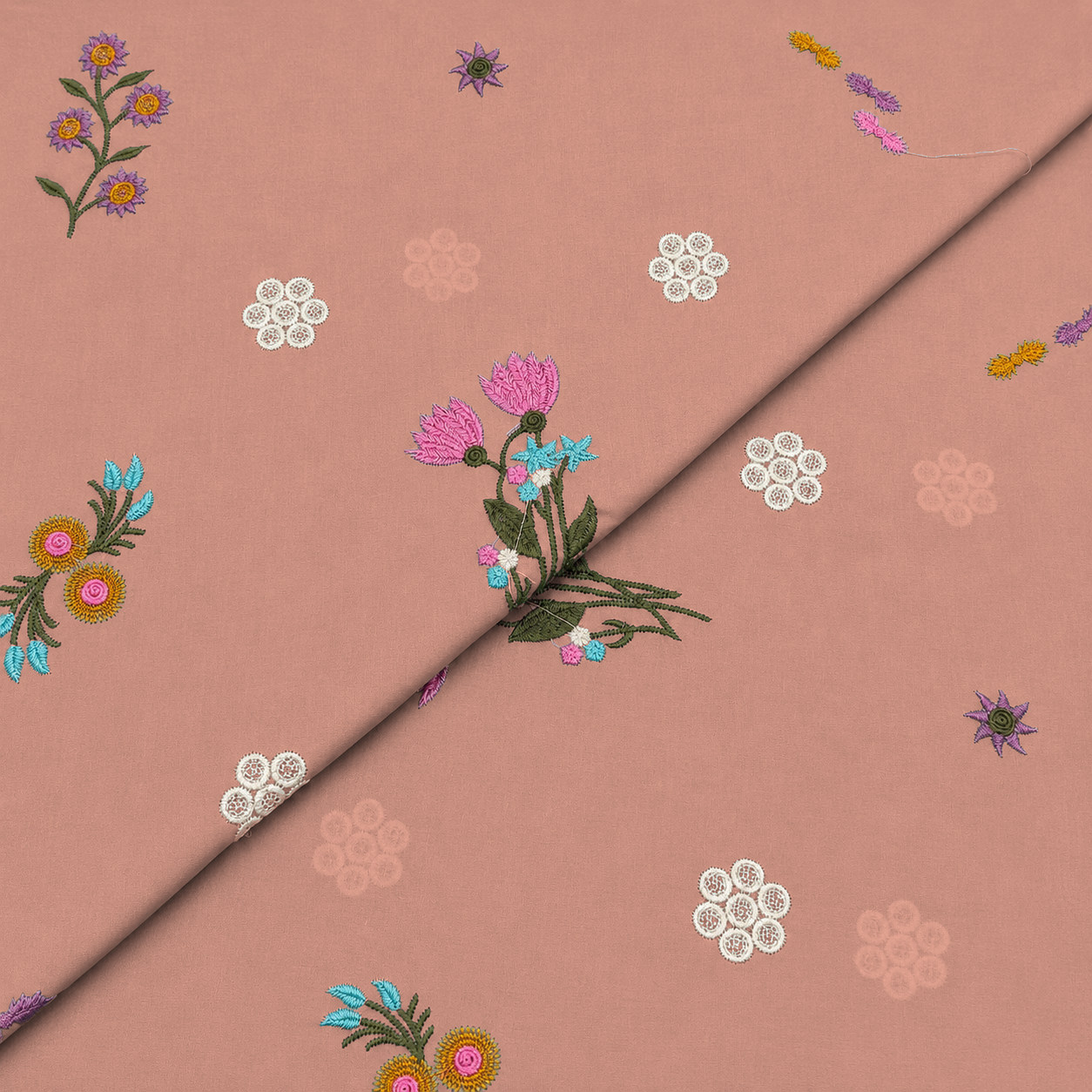 wildflower-dusty-salmon Lawn Embroidery D26D3495 - Image 1