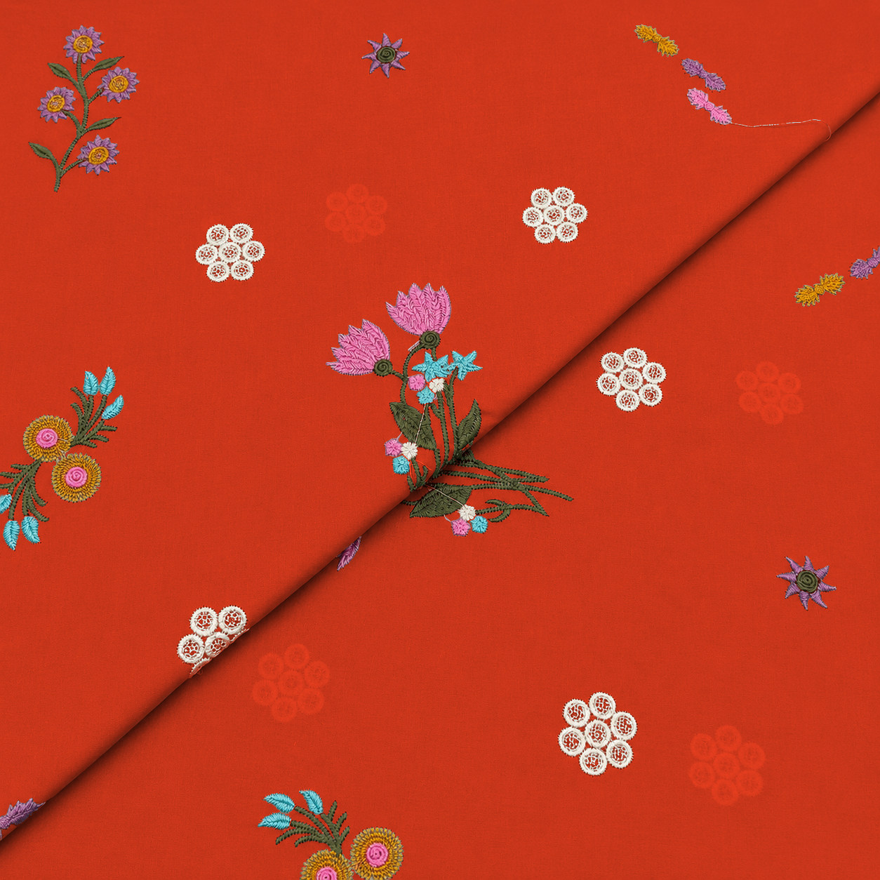 wildflower-rust-red Lawn Embroidery D26D3501 - Image 1